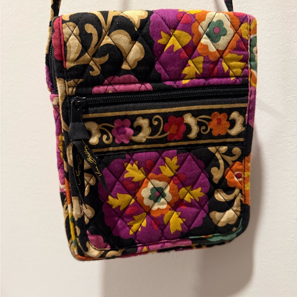 Vera Bradley Floral Quilted Crossbody Bag - Black and Purple